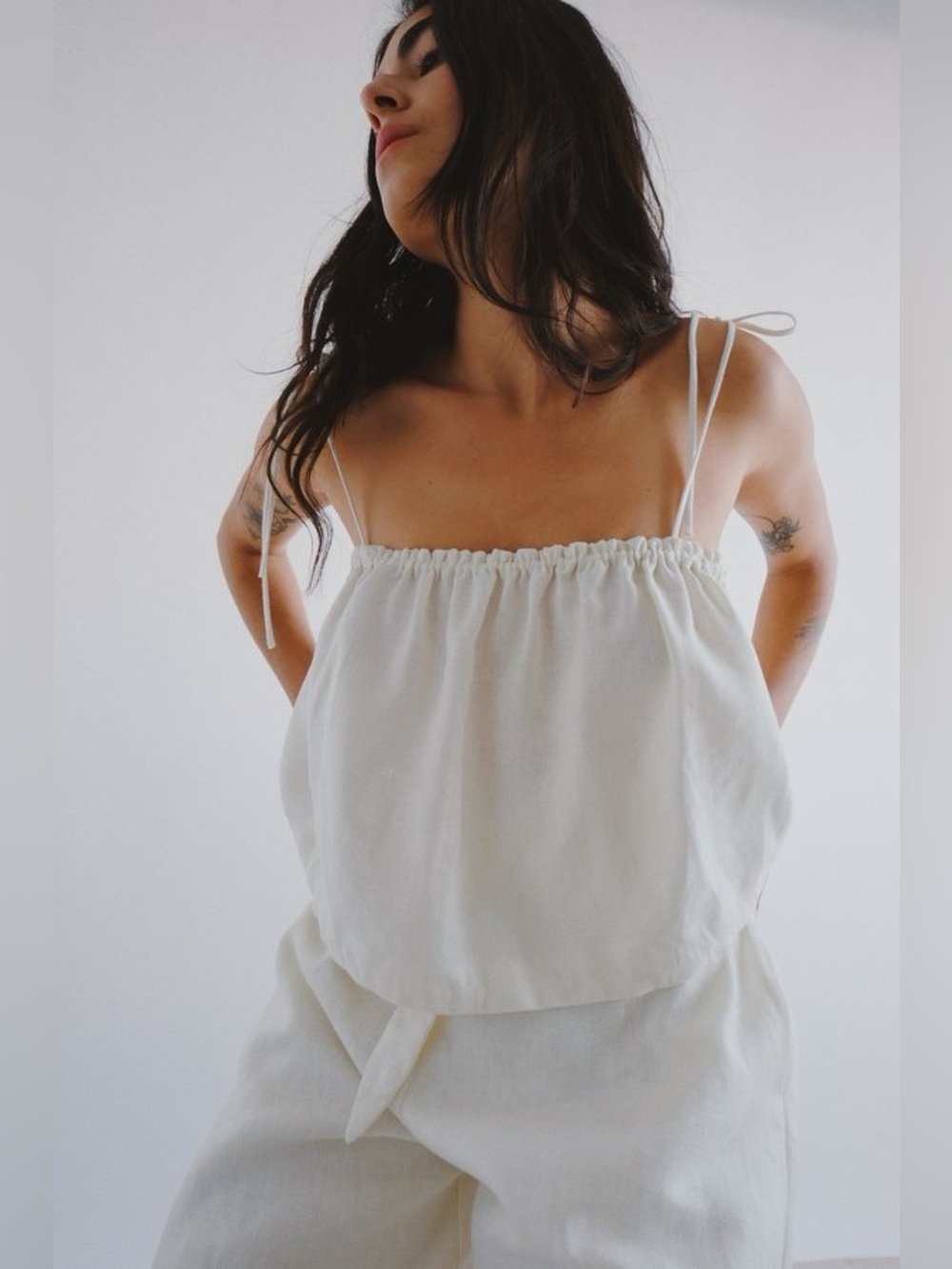 Selva Negra Cleo top linen white medium adjustable